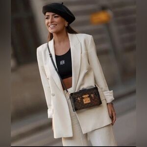 ZARA BLAZER SZ XXL TAILORED DOUBLE BREASTED BLOGGER FAVORITE ECRU 2618/707